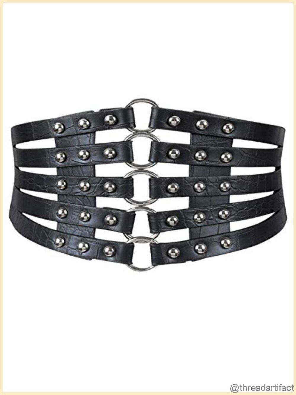 PU Leather Hollow Out Rivets Corset Belt Elastic Wide Waist Belt